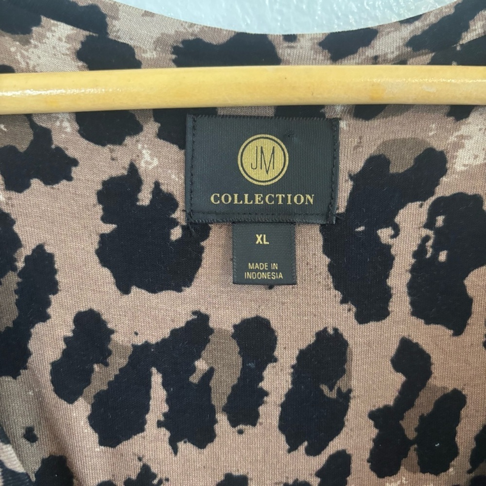 JM Collection Leopard Print Stretch Knit 3/4 Sleeve Tunic Top Size XL - Picture 2 of 11
